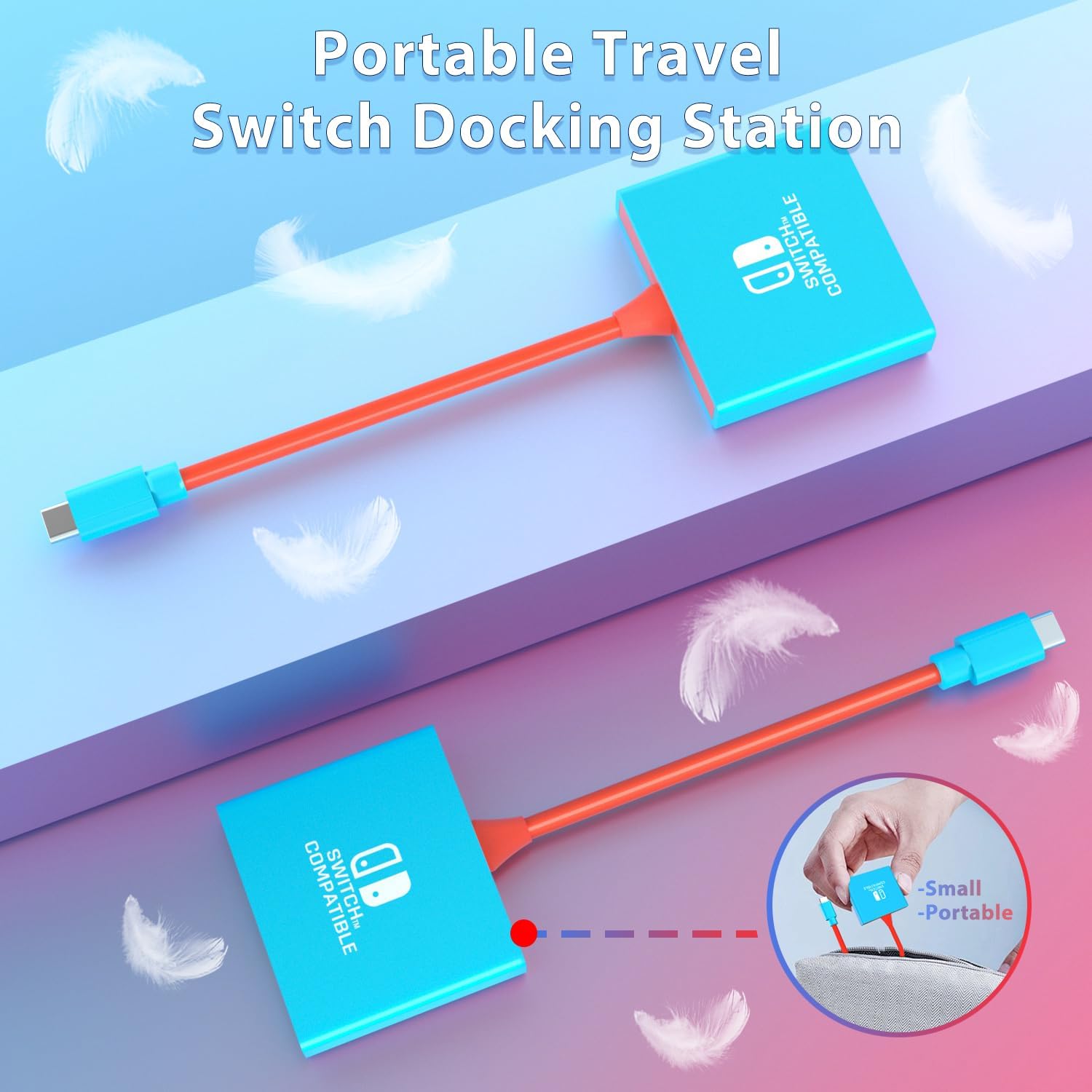 pdobq Portable Nintendo Switch Docking Station – 3 Cable Lengths