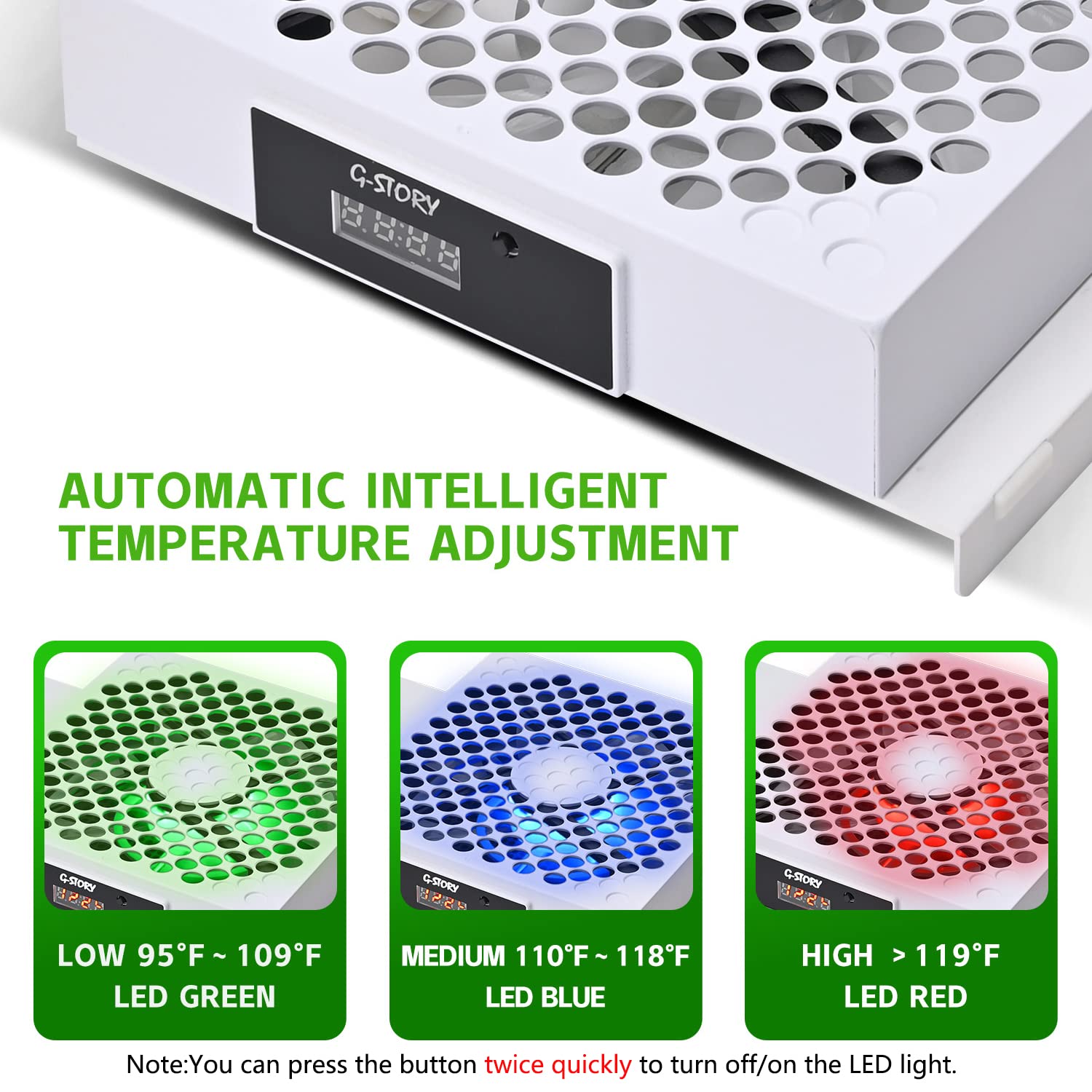 G-STORY Cooling Fan for Xbox Series S with Automatic Fan Speed Adjustable by Temperature, LED Display, High Performance Cooling, Low Noise, 3 Speed 1500/1750/2000RPM (140MM) with RGB LED (White) - Flex Gamingproduct_type