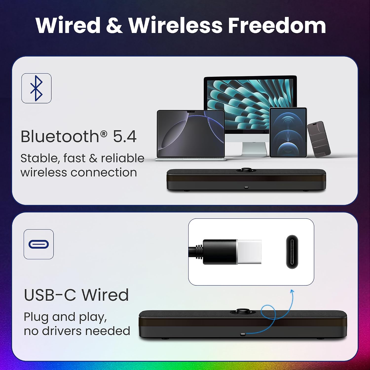 Philips PC Sound Bar Desktop Speaker with Bluetooth 5.4 & RGB