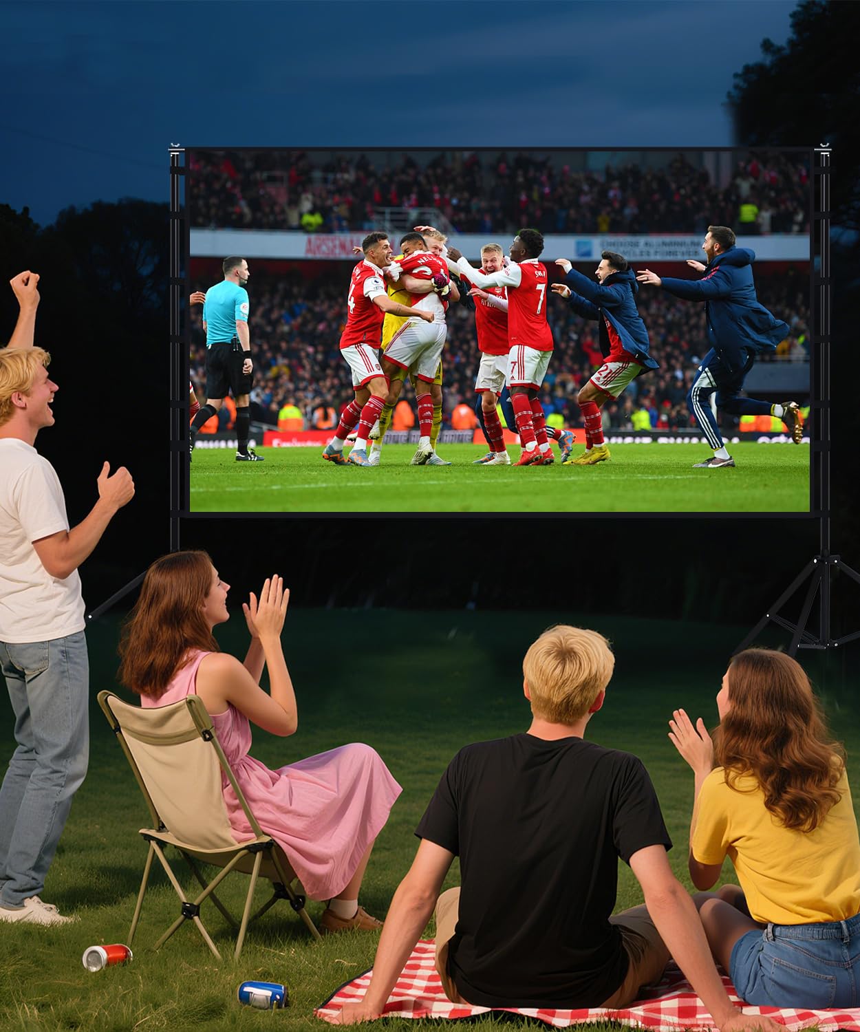 STWUI Outdoor-Projector-Screen-with-Stand - 120 inch Portable Projector Screen Indoor Outdoor Projector Screens 16:9 4K HD Lightweight Movie Screen with Carry Bag for Backyard Movie Night - Flex Gamingproduct_type