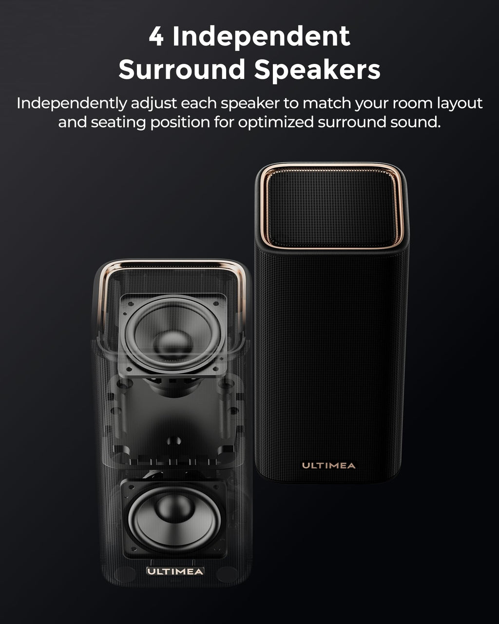 ULTIMEA Skywave X60 7.1.4ch Wireless Surround Sound System for Home Theater | with Dolby Atmos, 840W Sound Bar with 8" Wireless Subwoofer for TV, 28Hz Low Frequency, GaN Amplifier, 4K HDR Pass-Through
