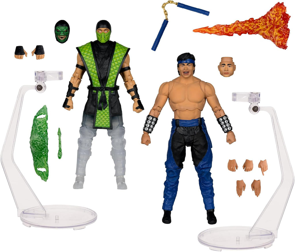 Liu Kang vs Reptile (Mortal Kombat Klassic) Deluxe 2-Pack 7" Figure | Mortal Kombat Klassic 7 Inch Action Figure 2-Pack - Liu Kang vs Reptile