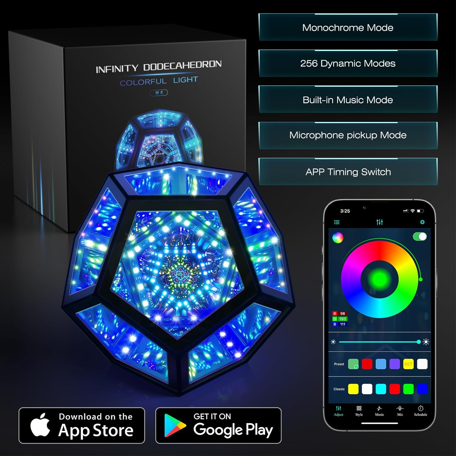 MITO Infinity Mirror Dodecahedron RGBW LED Light