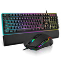 RedThunder K10 Wired Gaming Keyboard and Mouse and Wrist Rest Combo, RGB Backlit, Mechanical Feel Anti-ghosting Keyboard + 7D 7200 DPI Mice+Soft Leather Wrist Rest 3 in 1 PC Gamer Accessories(Black) - Flex Gamingproduct_type