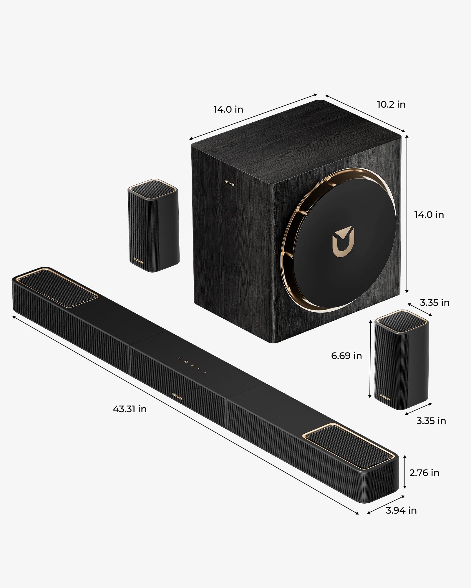 ULTIMEA Skywave X60 7.1.4ch Wireless Surround Sound System for Home Theater | with Dolby Atmos, 840W Sound Bar with 8" Wireless Subwoofer for TV, 28Hz Low Frequency, GaN Amplifier, 4K HDR Pass-Through