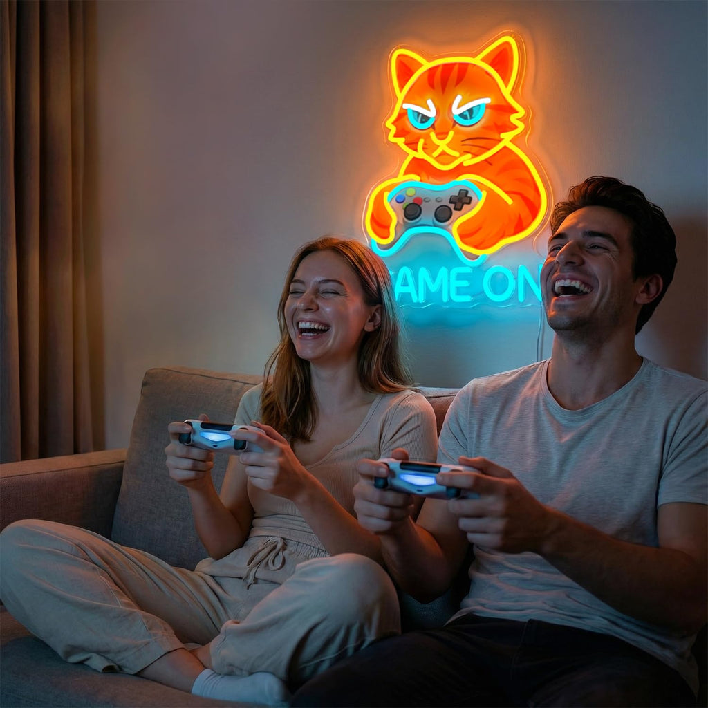 Gamer Mode Neon Sign for Gaming Room Decor, USB Powered LED Wall Light with Dimmer, Cool Gamer Setup Accessories for Bedroom, Streamer Background, Teen Boy Game Room, Man Cave