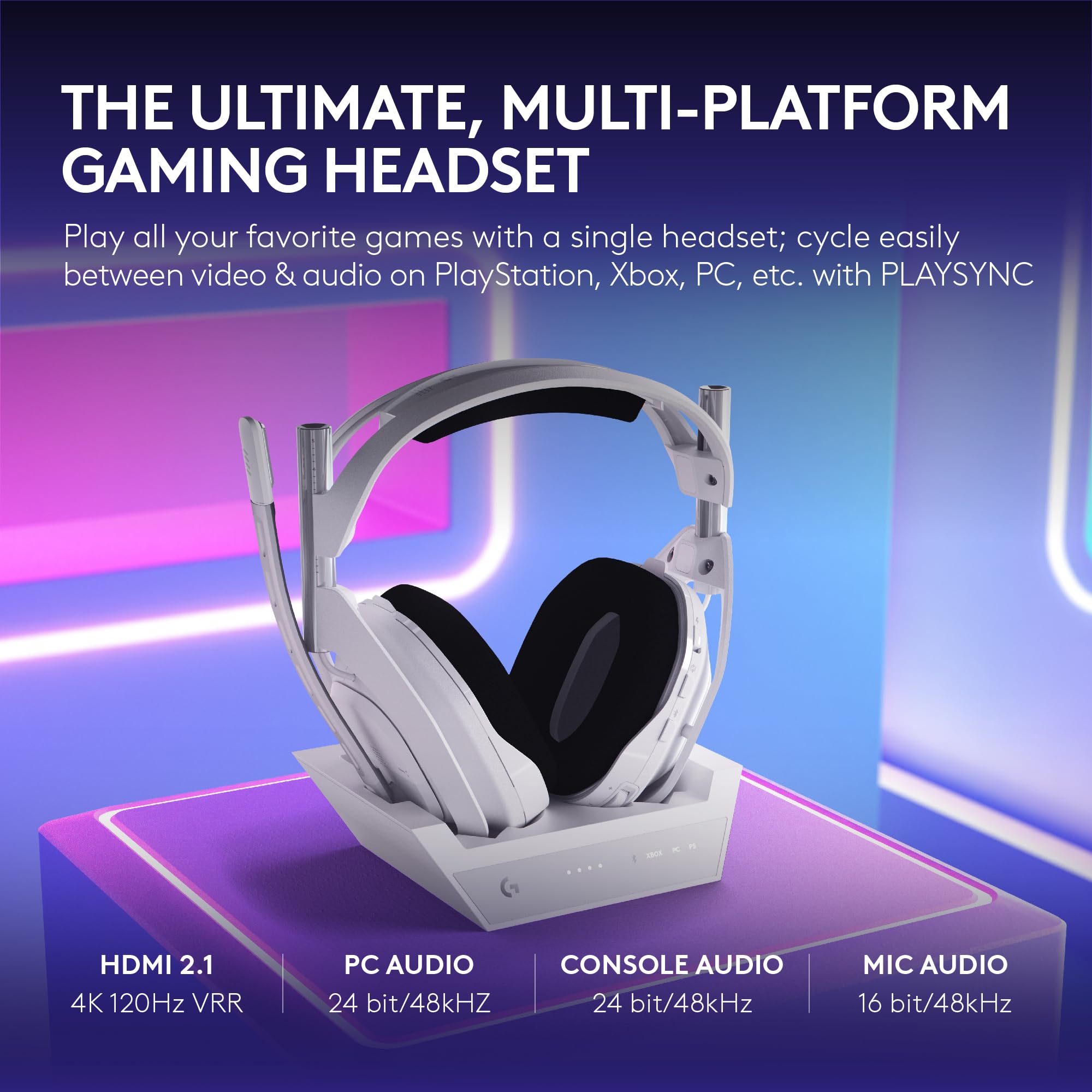 Logitech G Astro A50 X Multi-Platform Wireless Gaming Headset + Base Station for PS5/Xbox/PC: PLAYSYNC Video & Audio Switcher, HDMI 2.1 4K 120Hz VRR, <24bit/48kHz, 24hr Battery, 2.4GHz & BT - Black - Flex Gamingproduct_type