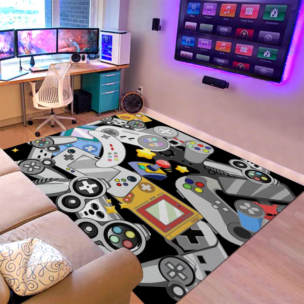 Sunnycitron Gaming Area Rugs Gamer Player Rug for Boys Room Decor Teens 3D Video Game Controller Mat for Bedroom Playroom Carpet Red (59"x39") - Flex Gamingproduct_type