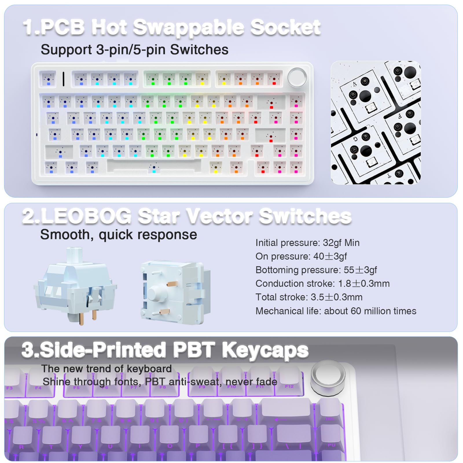 AULA F75 Pro Wireless Mechanical Keyboard,75% Hot Swappable Custom Keyboard with Knob,RGB Backlit,Pre-lubed Reaper Switches,Side Printed PBT Keycaps,2.4GHz/USB-C/BT5.0 Mechanical Gaming Keyboards - Flex Gamingproduct_type