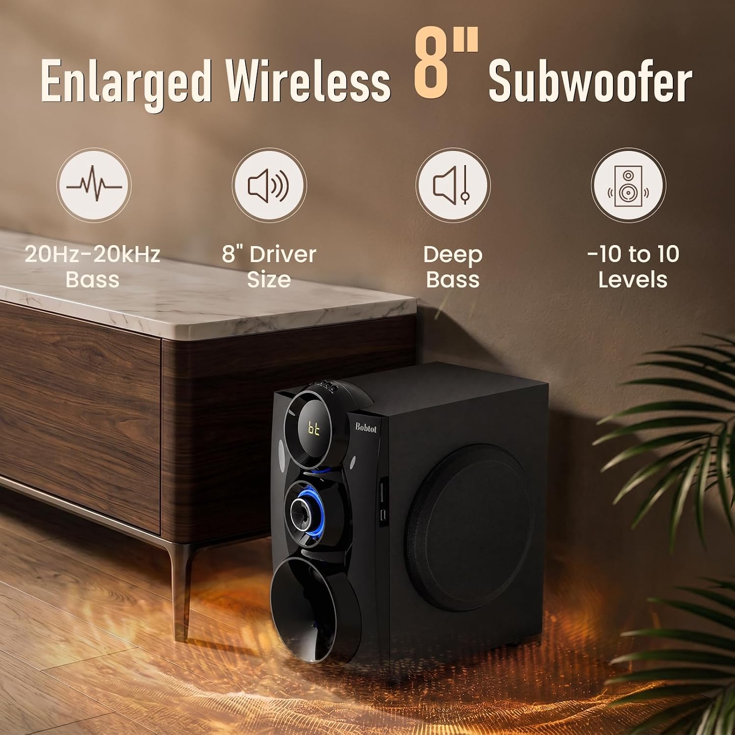 Bobtot Wireless Surround Sound System Home Theater System, 1000W Surround Speakers 8" Subwoofer 5.1/2.1 Channel Deep Bass with ARC Optical Bluetooth Karaoke Input - Flex Gamingproduct_type