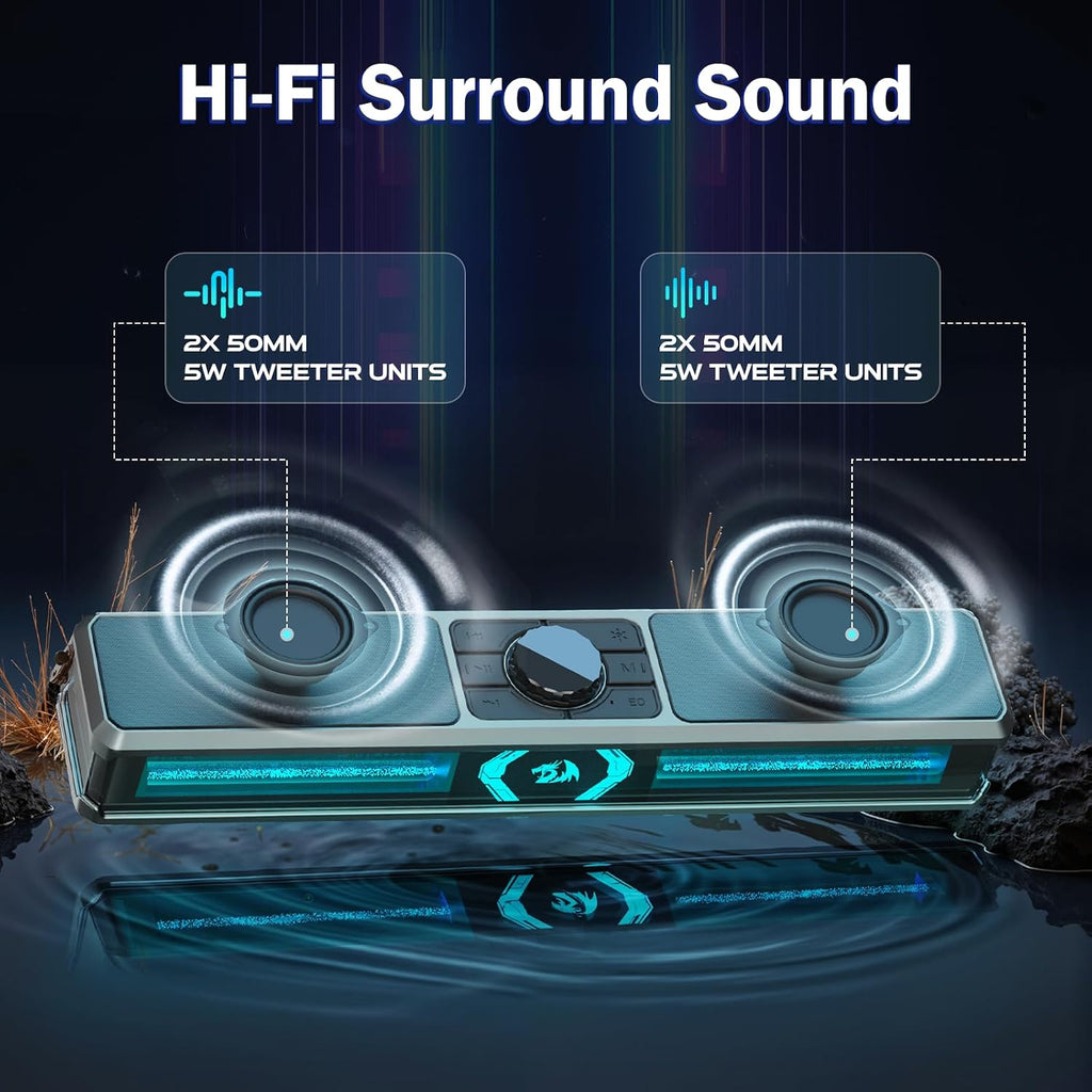 Redragon GS524 Stereo Desktop Soundbar with Bluetooth & RGB