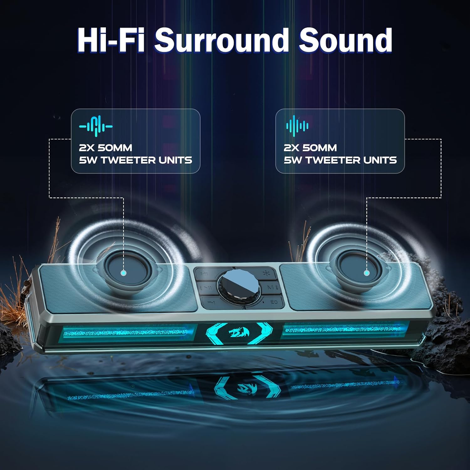 Redragon GS524 Stereo Desktop Soundbar with Bluetooth & RGB