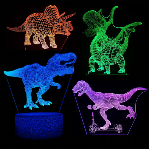 3D Illusion Night Light with Swappable Acrylic Panels – 6 Designs