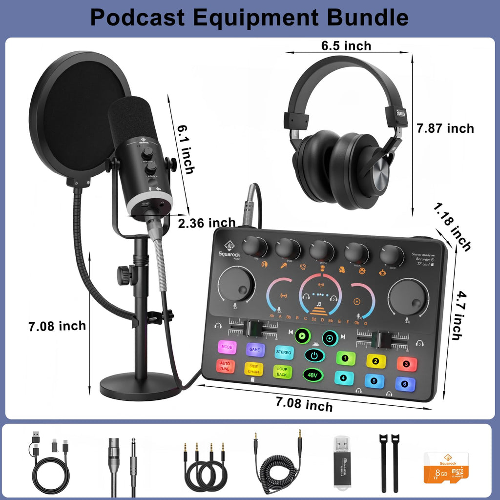 Podcast Equipment Bundle for 2, Dynamic XLR/USB Gaming Microphone & Streaming Audio Mixer with RGB Lights, Perfect for Podcast, Recording, Video Vocal, PC - Flex Gamingproduct_type
