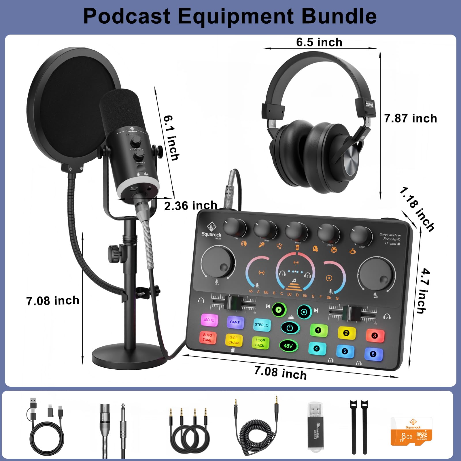 Podcast Equipment Bundle for 2, Dynamic XLR/USB Gaming Microphone & Streaming Audio Mixer with RGB Lights, Perfect for Podcast, Recording, Video Vocal, PC - Flex Gamingproduct_type