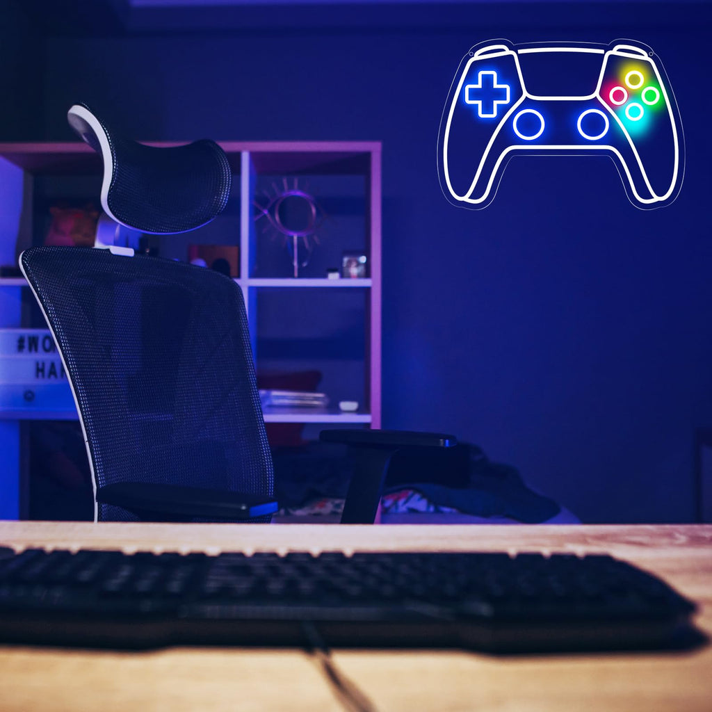 Gamer Neon Sign, Gamepad Shaped LED Neon Sign for Gamer Room Decor, Gaming Neon Sign for Boys Room Decor, Neon Gaming Sign for Gaming Wall Decor, USB Powered Gamer Gifts for Teens, Boys, Kids - Flex Gamingproduct_type