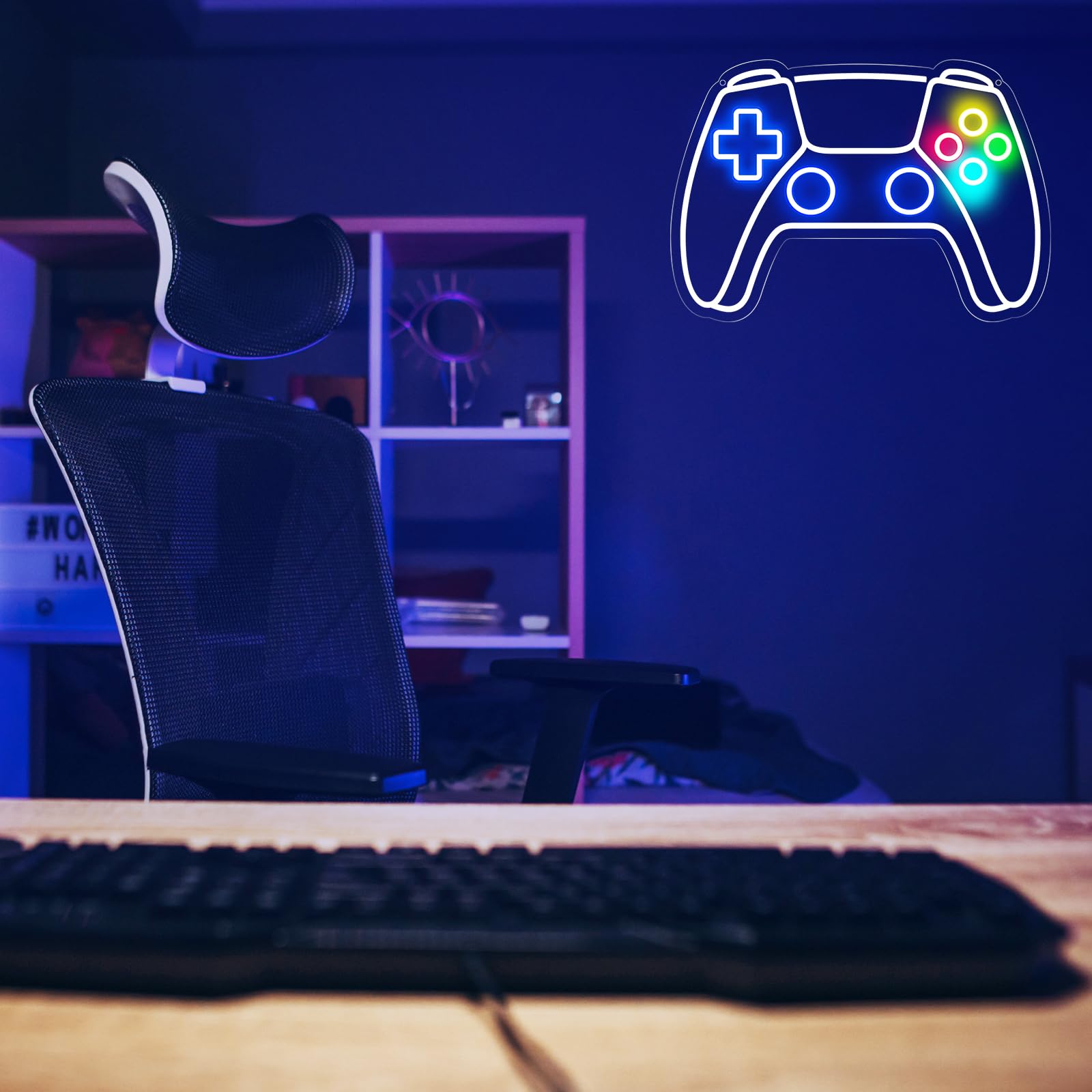Gamer Neon Sign, Gamepad Shaped LED Neon Sign for Gamer Room Decor, Gaming Neon Sign for Boys Room Decor, Neon Gaming Sign for Gaming Wall Decor, USB Powered Gamer Gifts for Teens, Boys, Kids - Flex Gamingproduct_type