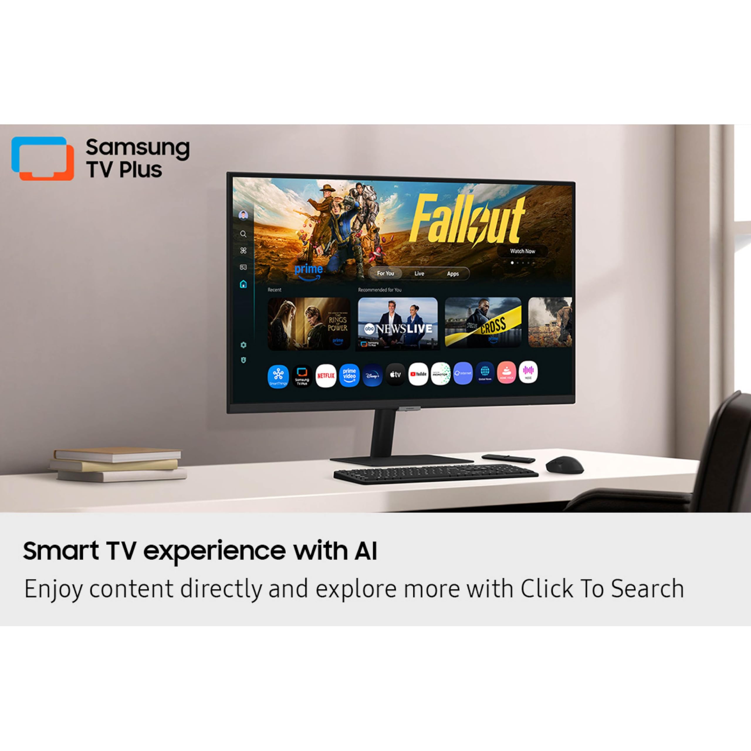 Samsung 43” Smart Monitor M7 (M70F) 4K UHD Display, Samsung Vision AI, Smart TV Apps, Gaming Hub, USB-C, HDMI and USB-A, Black, LS43FM702UNXZA, 2025 - Flex Gamingproduct_type
