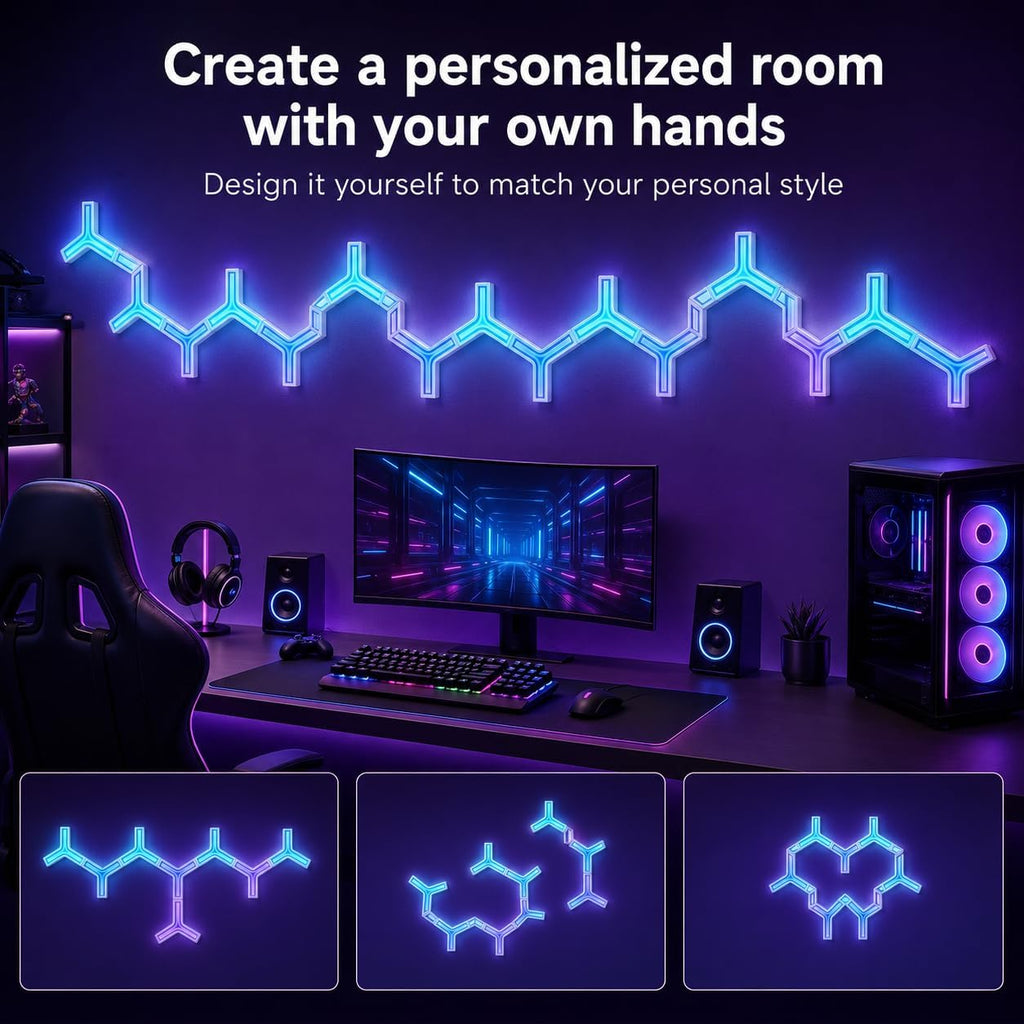 Gtminan Y-Shaped 3D RGB LED Wall Lights – 8 Pack