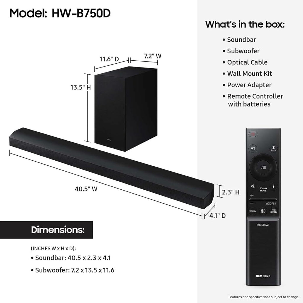 Samsung B & C-Series Soundbar Range – HW-B400F, B550F, B630F, B750F, B750D & C450