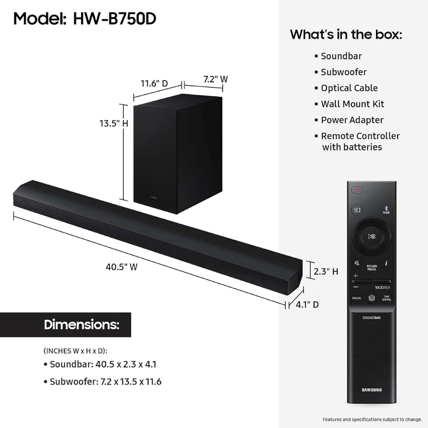 Samsung B & C-Series Soundbar Range – HW-B400F, B550F, B630F, B750F, B750D & C450