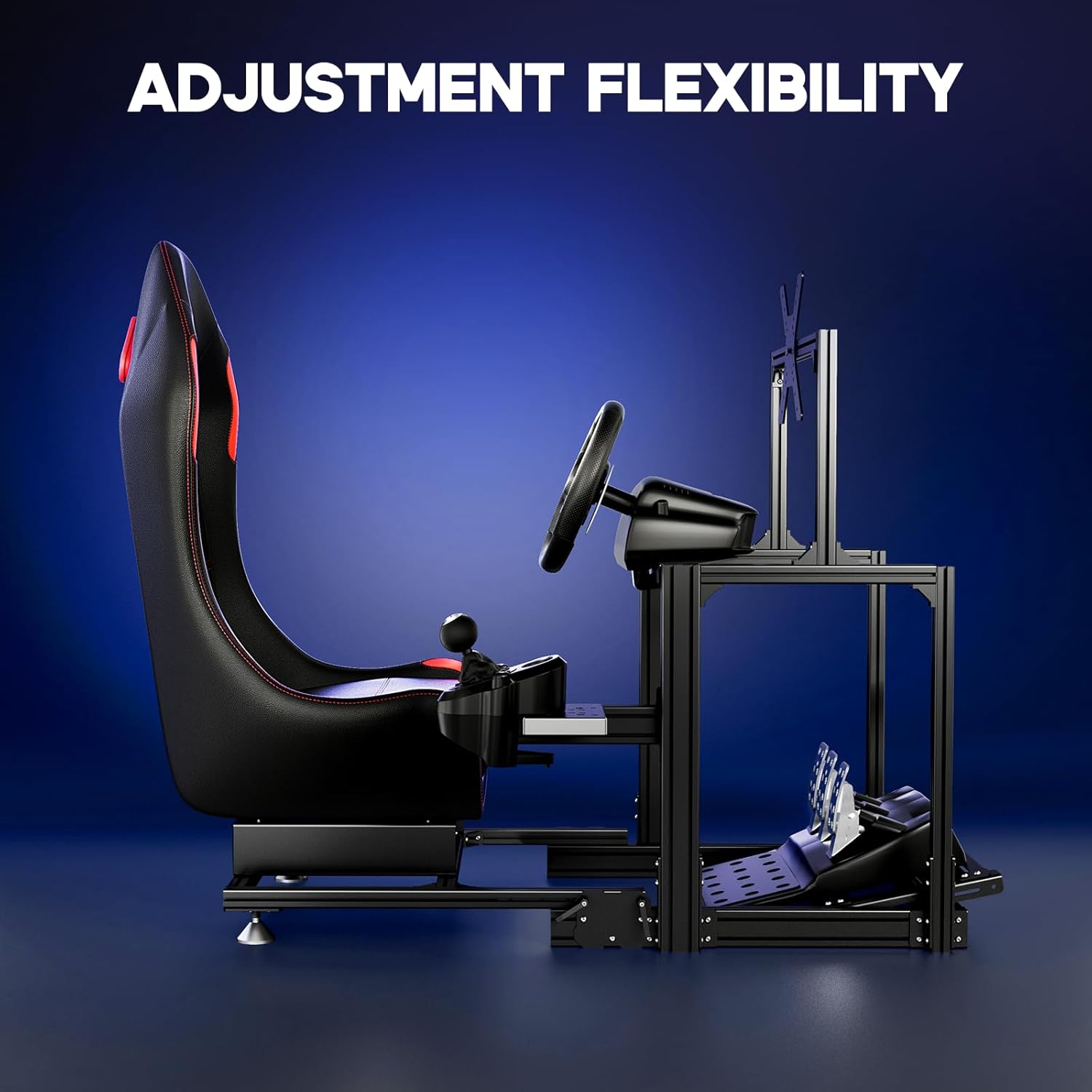 DIWANGUS Racing Simulator Cockpit Sim Racing Cockpit - Foldable Racing Cockpit with Monitor Mount & Seat, Adjustable Sim Rig for Logitech G29/G920/G923/G PRO/RS50, Thrustmaster, MOZA Driving Simulator - Flex Gamingproduct_type