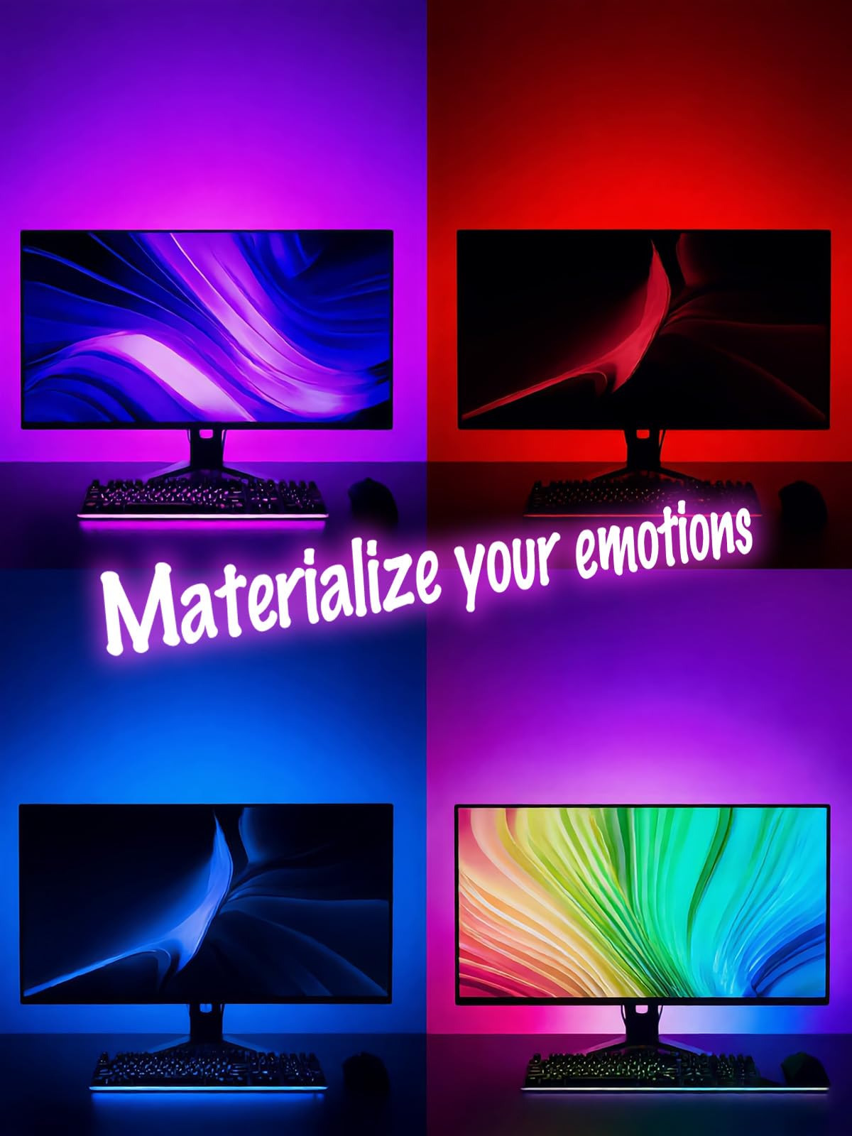RGB LED Backlights for Monitor, Smart App Control Multiple Modes, Music Sync, USB Port (for 24in Monitor, Standard) - Flex Gamingproduct_type