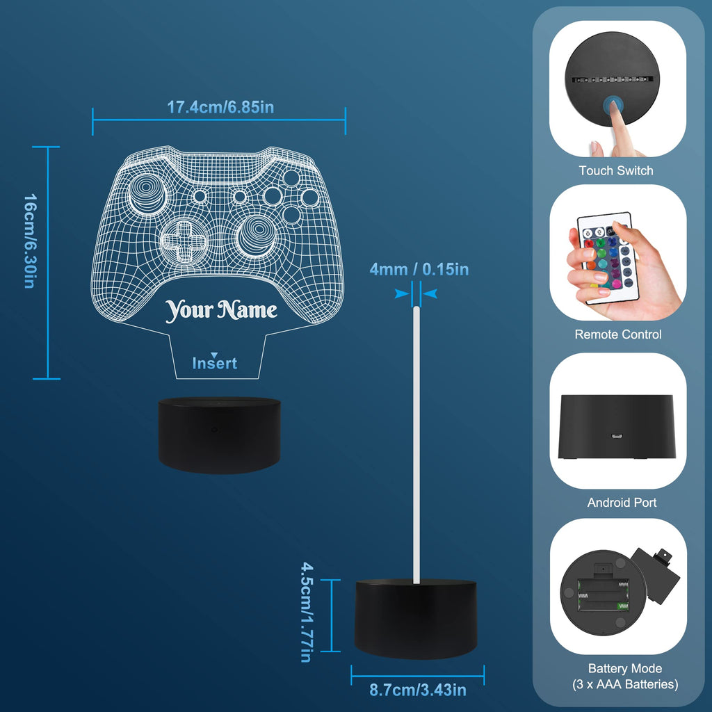 Attivolife Gamepad 3D Lamp, Hologram Illusion Controller Night Light for Kid, 16 Colors Changing & Remote Dimmer Control, Cool Boy Girl Video Gaming Room Accessories as Xmas Birthday Gift for Teen