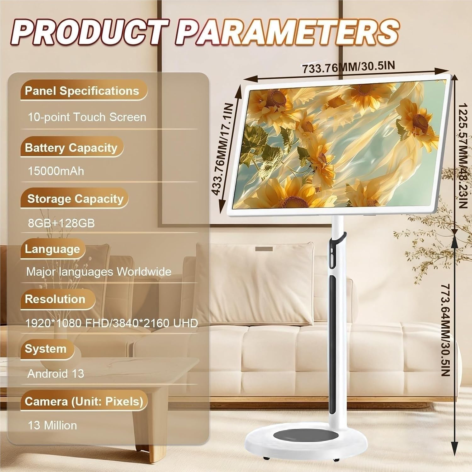 Touchsn 32" Portable Smart Monitor with Stand - 8GB RAM & 128GB Storage for Home Office, On-the-Go Entertainment, Presentations & Gaming Display - Flex Gamingproduct_type