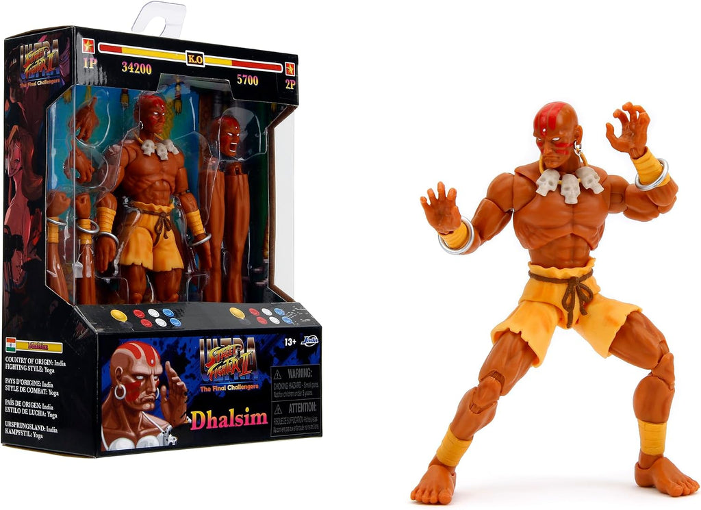 Jada Street Fighter 6" Dhalsim Action Figure, Toys for Kids and Adults | Street Fighter 2 The Final Challengers 6 Inch Action Figure Wave 1 - Dhalsim
