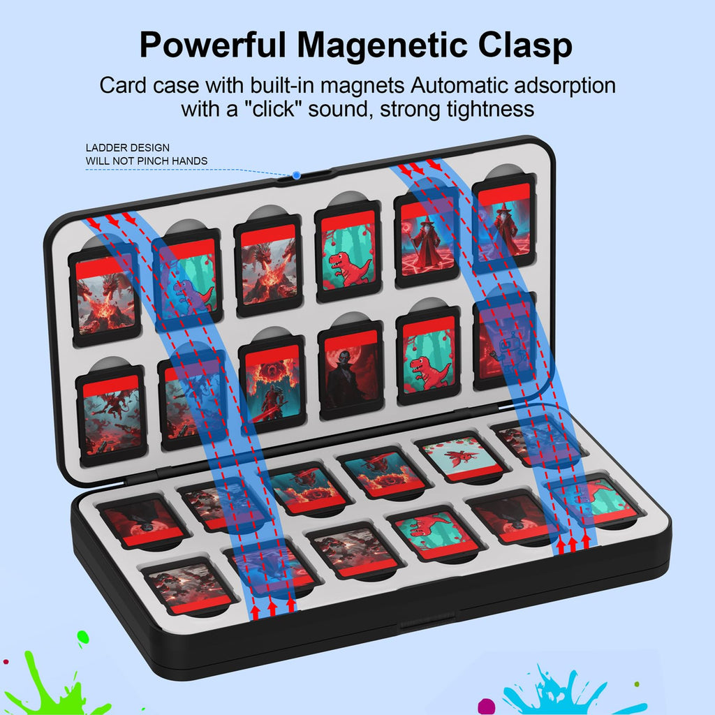 QuoLumPIA 96 Game Case - for Nintendo Switch 2/OLED/Lite Cartridge storage with 96 Game Card Slots & 160 Micro SD Card Slots, Black, Hard Shell, Silicone Lining, Magnetic snap, Travel, Gift, Party - Flex Gamingproduct_type