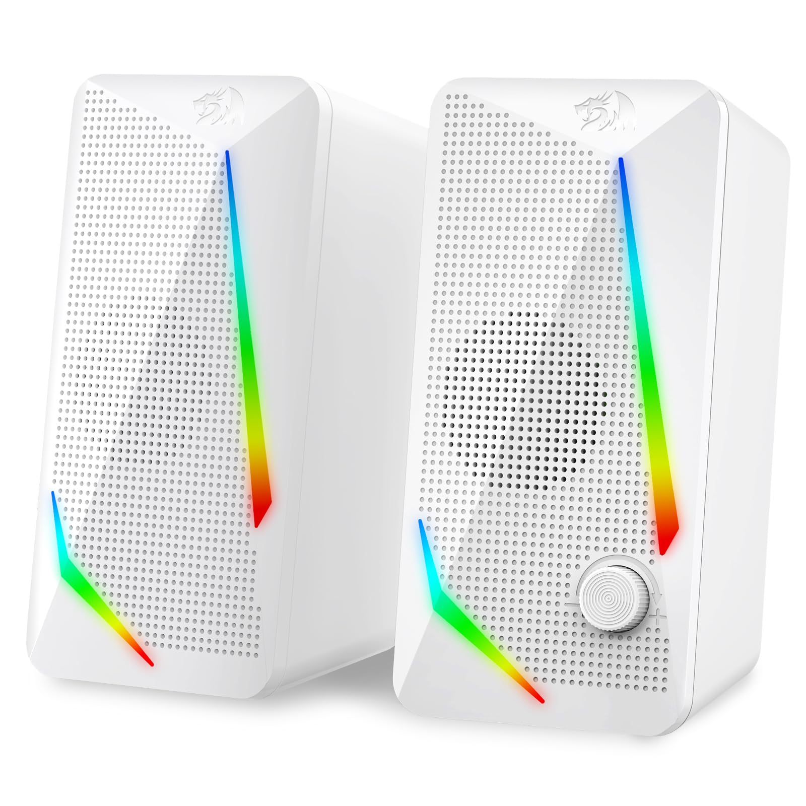 Redragon GS510 RGB Desktop Speakers, 2.0 Channel PC Computer Speaker with 4 Colorful LED Backlight Modes, Enhanced Bass and Easy-Access Volume Control, USB Powered w/ 3.5mm Cable - Flex Gamingproduct_type