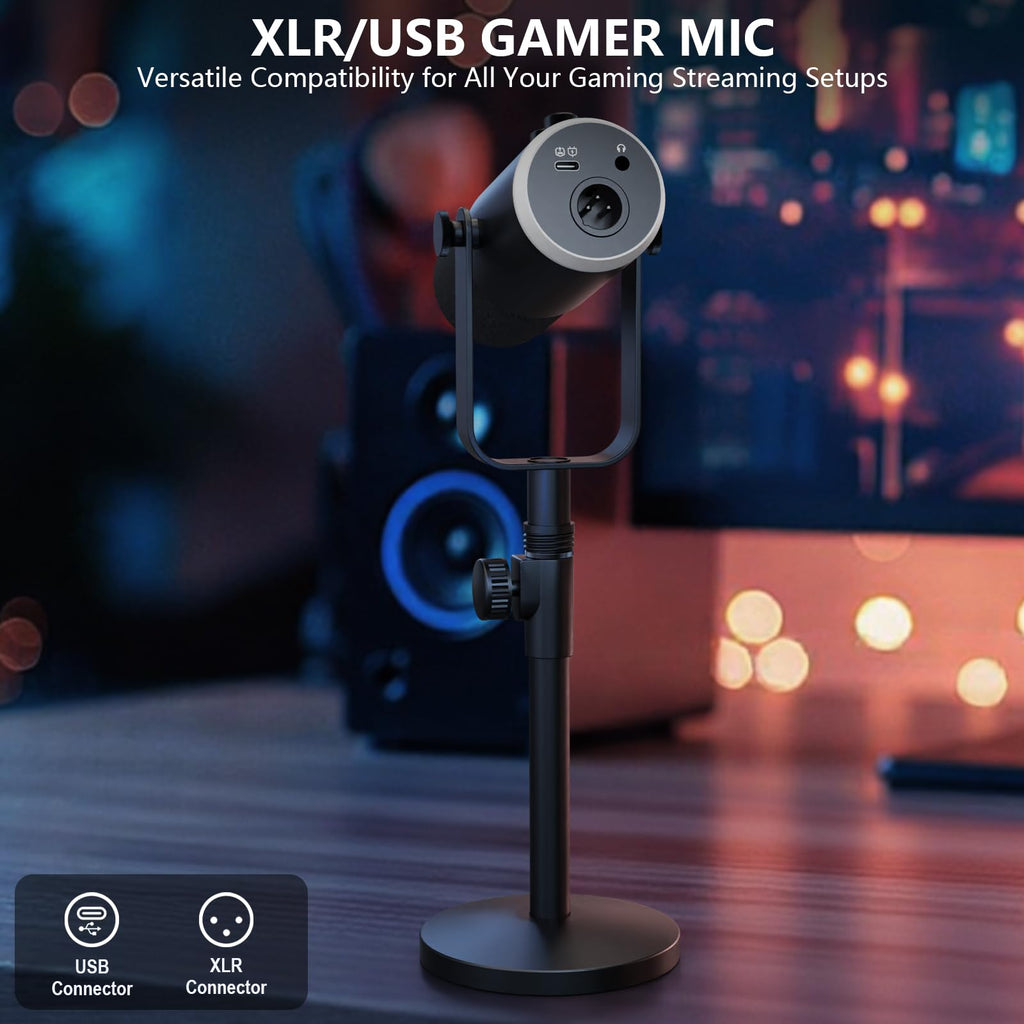 Podcast Equipment Bundle for 2, Dynamic XLR/USB Gaming Microphone & Streaming Audio Mixer with RGB Lights, Perfect for Podcast, Recording, Video Vocal, PC - Flex Gamingproduct_type