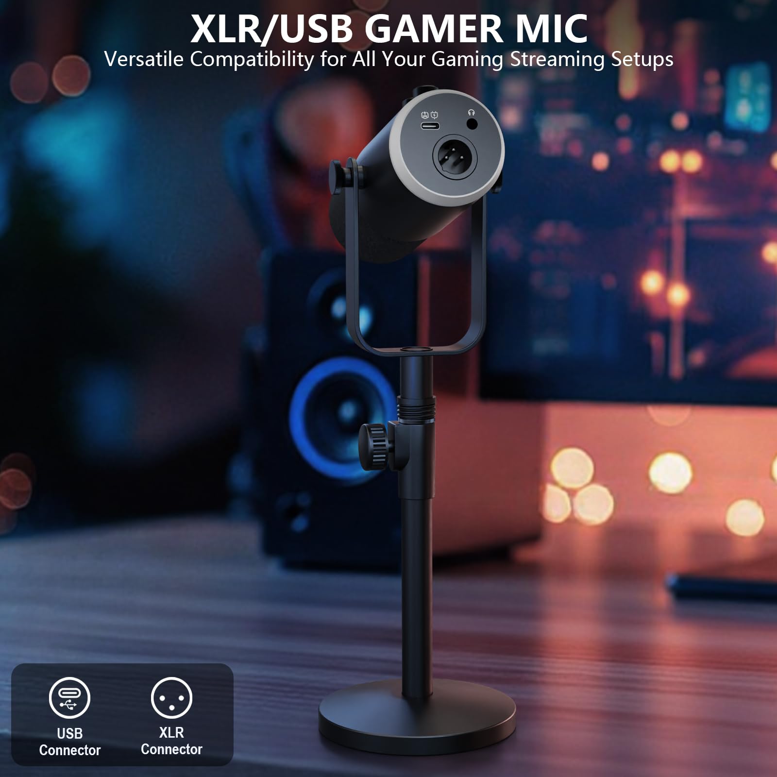 Podcast Equipment Bundle for 2, Dynamic XLR/USB Gaming Microphone & Streaming Audio Mixer with RGB Lights, Perfect for Podcast, Recording, Video Vocal, PC - Flex Gamingproduct_type