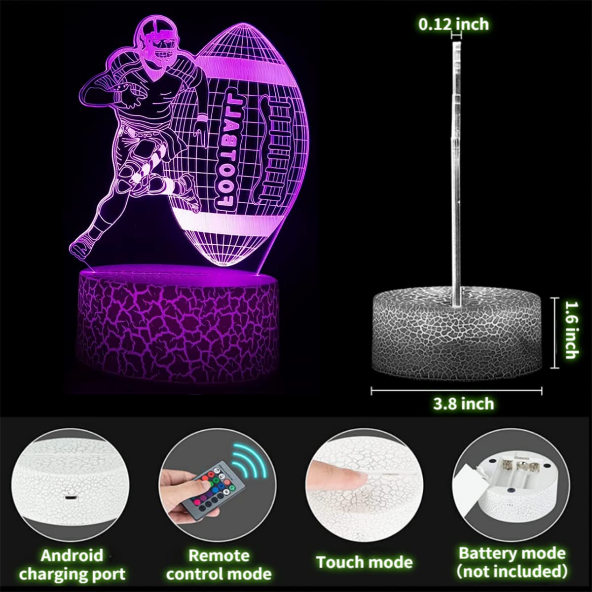 3D Illusion Night Light with Swappable Acrylic Panels – 6 Designs