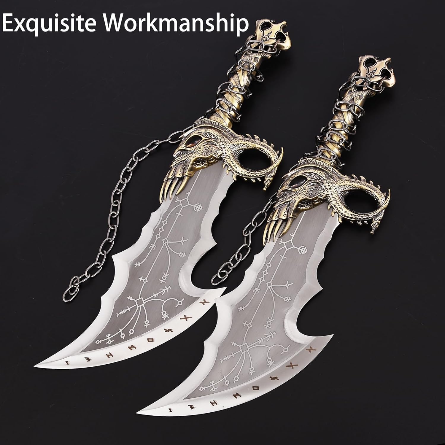 MDM_KT | God of Wars Blades of Chaos, God of Wars, GOW Blades of Chaos Sword Twin Blade Sword, Kraatos Cosplay Prop 1:1 Replic, Viking Gifts, Men Gift for Him