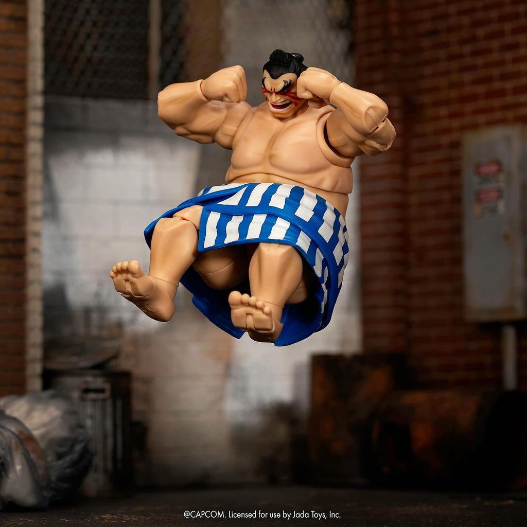 Jada Toys Street Fighter Figure E. Honda (16 cm) - Movable Collectible and Action Figure from Street Fighter 2: The Final Challengers, with Alternative Head, Hands and Accessories, from 13 Years