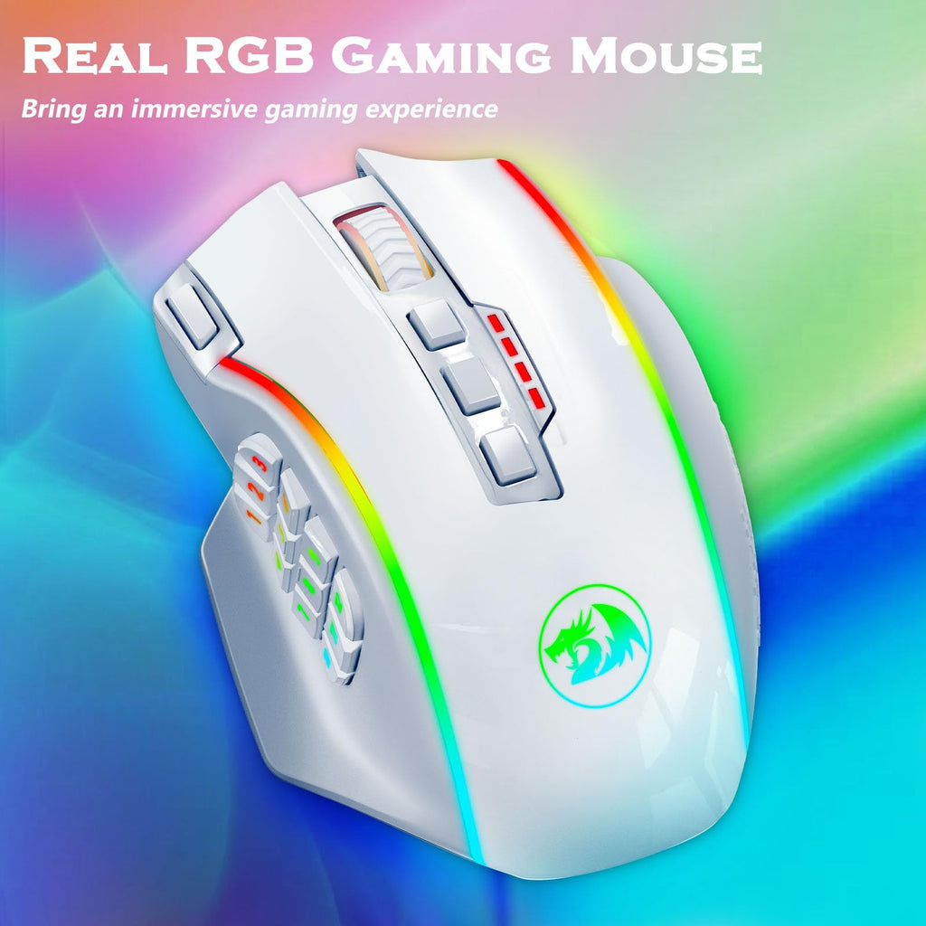 Redragon Gaming Mouse, MMO Mouse Gaming UP 12400 DPI, 19 Macro Programmable Buttons, RGB Mouse with 12 Side Buttons, 8 * 2.4g Weight Tuning for PC Laptop MOBA FPS, M901K, Black - Flex Gamingproduct_type