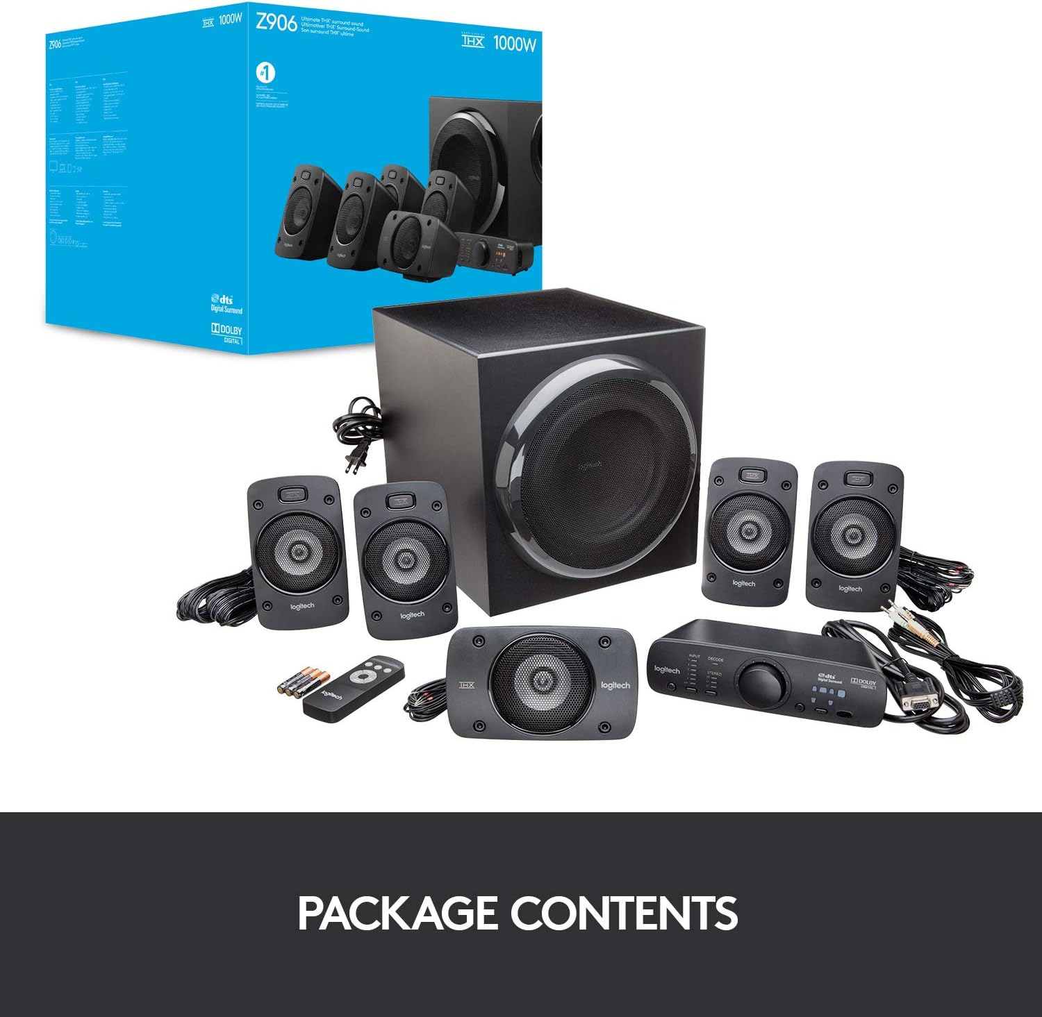 Logitech Z906 5.1 Surround Sound Speaker THX Dolby DTS - Black | Certified, digital audio input, multiple devices setup