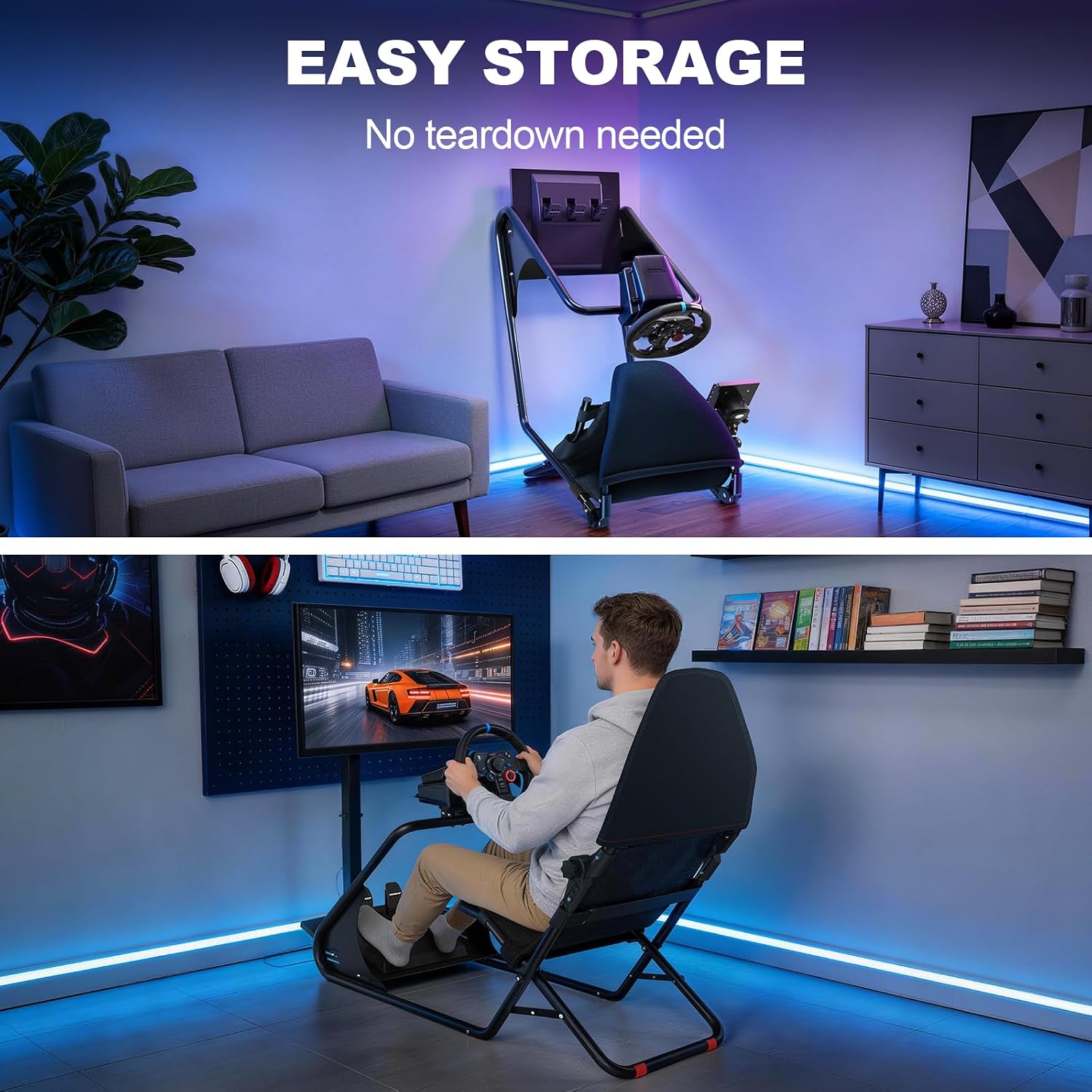 DIWANGUS Racing Simulator Cockpit - Multi Angle Adjustable Pedal & Wheel Panel Breathable Mesh Foam Seat for Sim Racing Cockpit Compatible with Logitech, Thrustmaster, Fanatec, Moza- Ergonomic GT - Flex Gamingproduct_type