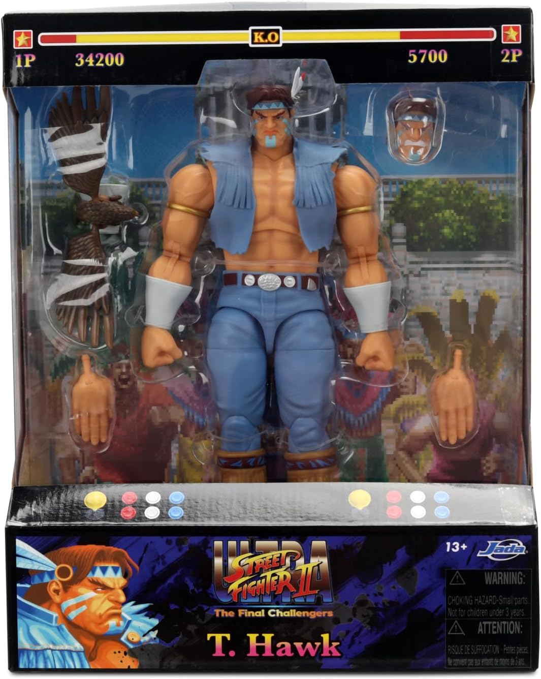 Jada Street Fighter II T. Hawk Action Figure – 1:12 Deluxe Scale Toys – 6" Tall, Fully Articulated, Collector Packaging | Street Fighter 2 The Final Challengers 6 Inch Action Figure Deluxe - T. Hawk