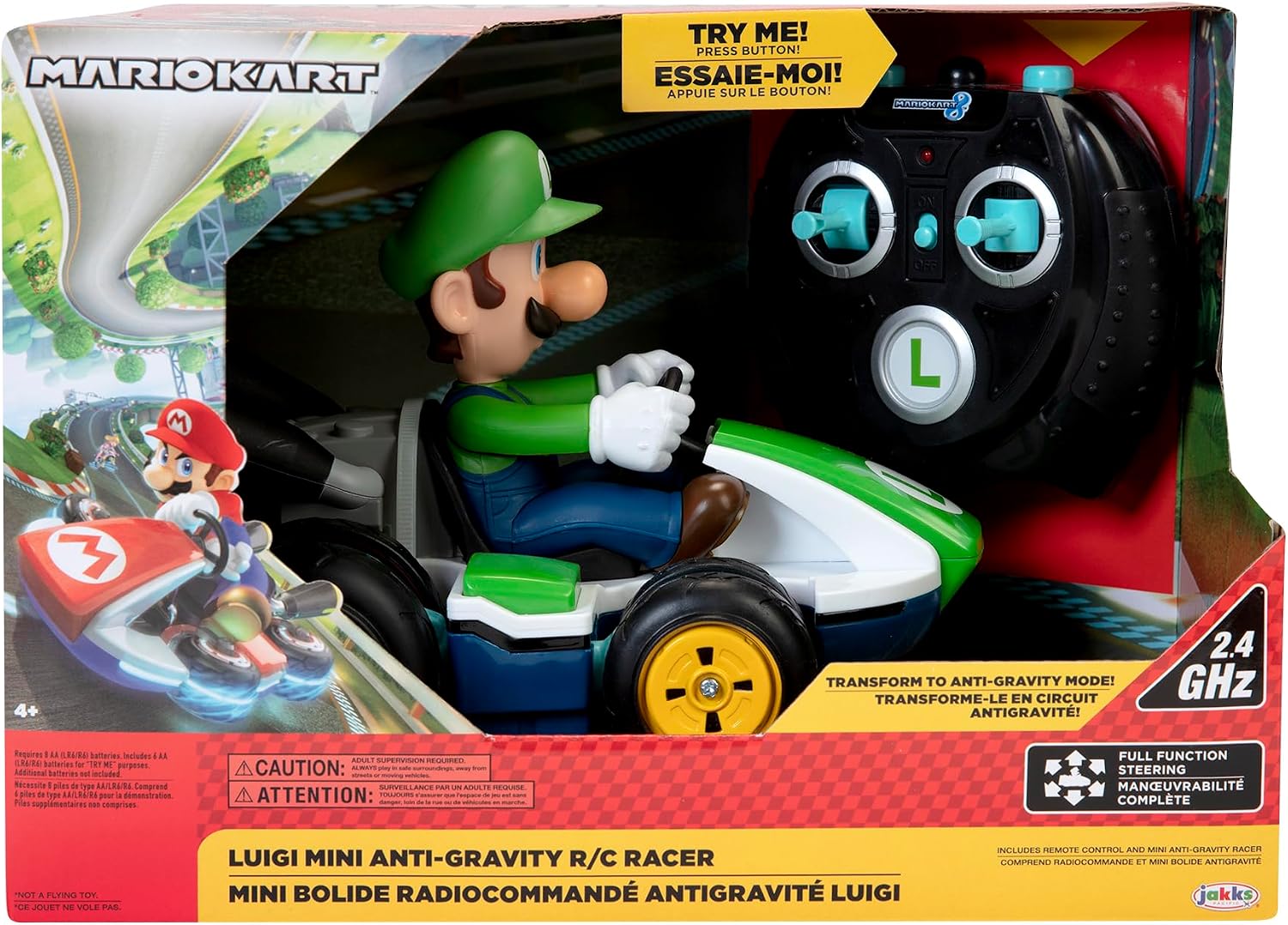 Nintendo Mario Kart 8 Luigi Mini Anti-Gravity Rc Racer 2.4Ghz, with Full Function Steering Create 360 Spins, Whiles & Drift!Up to 100'. Range - for Kids Ages 4+