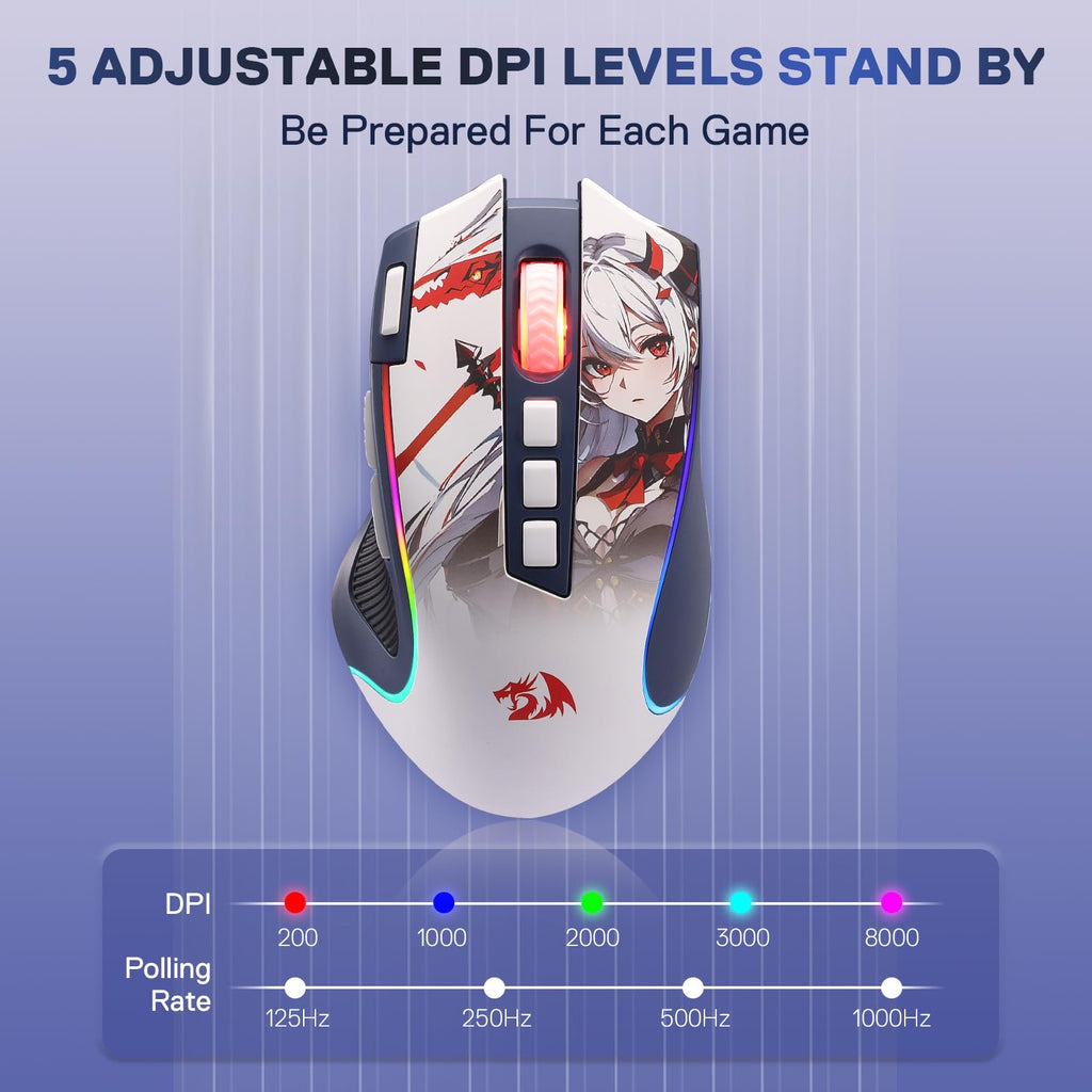 Redragon M612 Predator RGB Gaming Mouse, 8000 DPI Wired Optical Mouse with 11 Programmable Buttons & 5 Backlit Modes, Software Supports DIY Keybinds Rapid Fire Button - Flex Gamingproduct_type