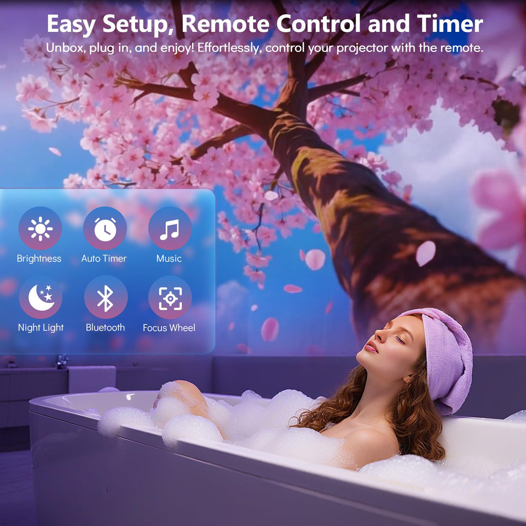 Rossetta 3D Projector with 60 Scenes, Galaxy Star Projector for Room Decor | Bluetooth Speaker, 1H/2H Timer & Remote, Night Light for Bedroom, Party, Christmas & Birthday Gifts for Adults, Girls, Boys