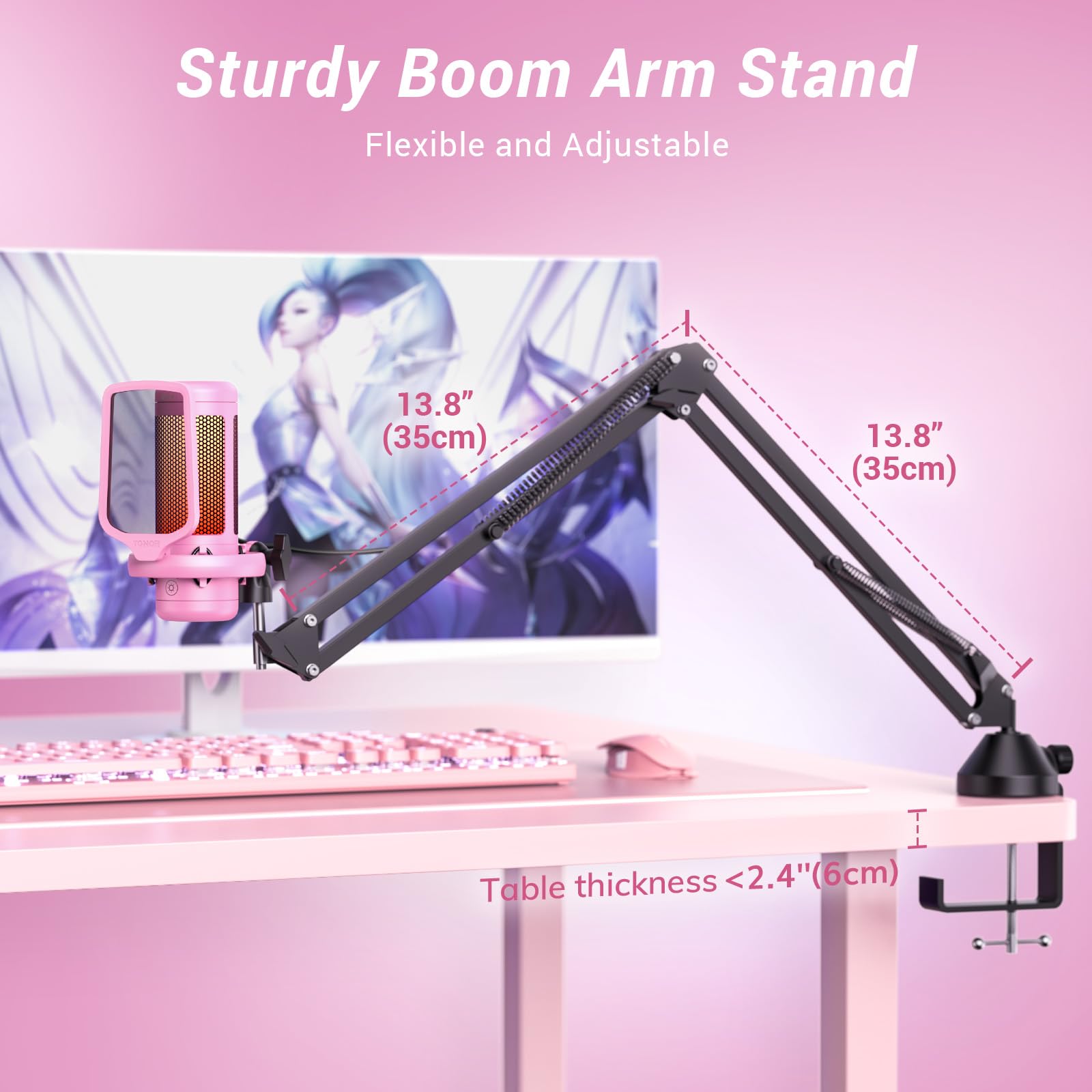 TONOR Gaming Microphone Set with Boom Arm, Vocal Condenser Microphone for PC with Stand, USB Mic with controllable RGB Light, One Tap Mute, Volume Control, for Discord, Twitch Streaming, TC310+ - Flex Gamingproduct_type