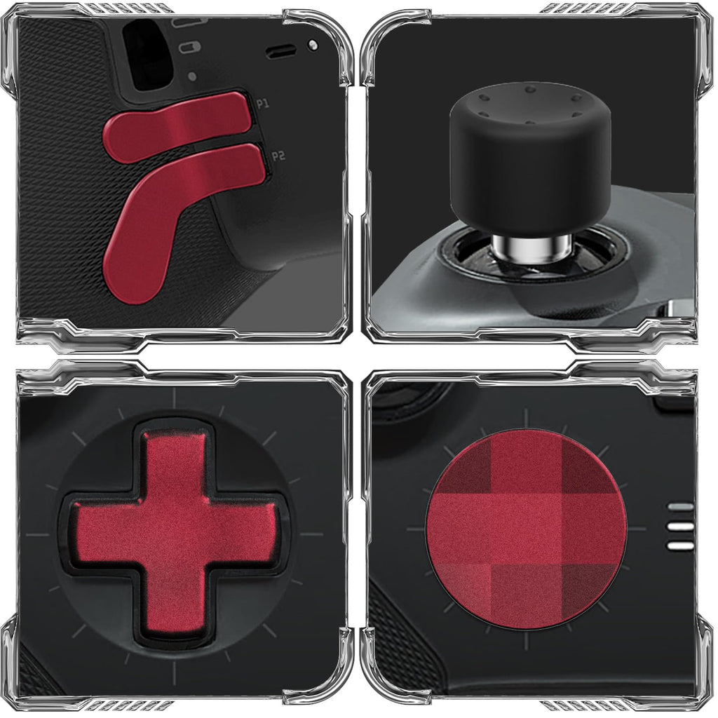 CHARM FOCUS 16-in-1 Metal Thumbsticks Replacement Kits for Xbox Elite Series 2, Xbox Elite 2 Controller Accessories, Includes Magnetic Joysticks, Paddles, Silicone Caps, D-Pads, 1 Tool (Volcano Red) - Flex Gamingproduct_type