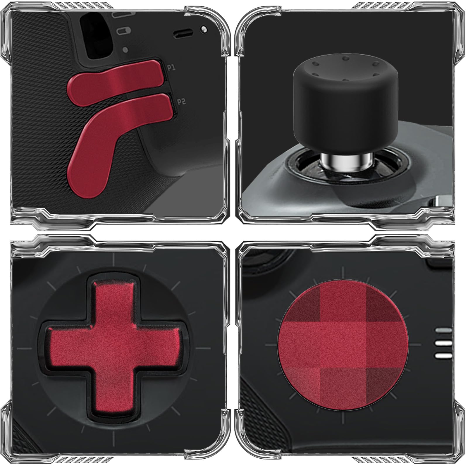 CHARM FOCUS 16-in-1 Metal Thumbsticks Replacement Kits for Xbox Elite Series 2, Xbox Elite 2 Controller Accessories, Includes Magnetic Joysticks, Paddles, Silicone Caps, D-Pads, 1 Tool (Volcano Red) - Flex Gamingproduct_type