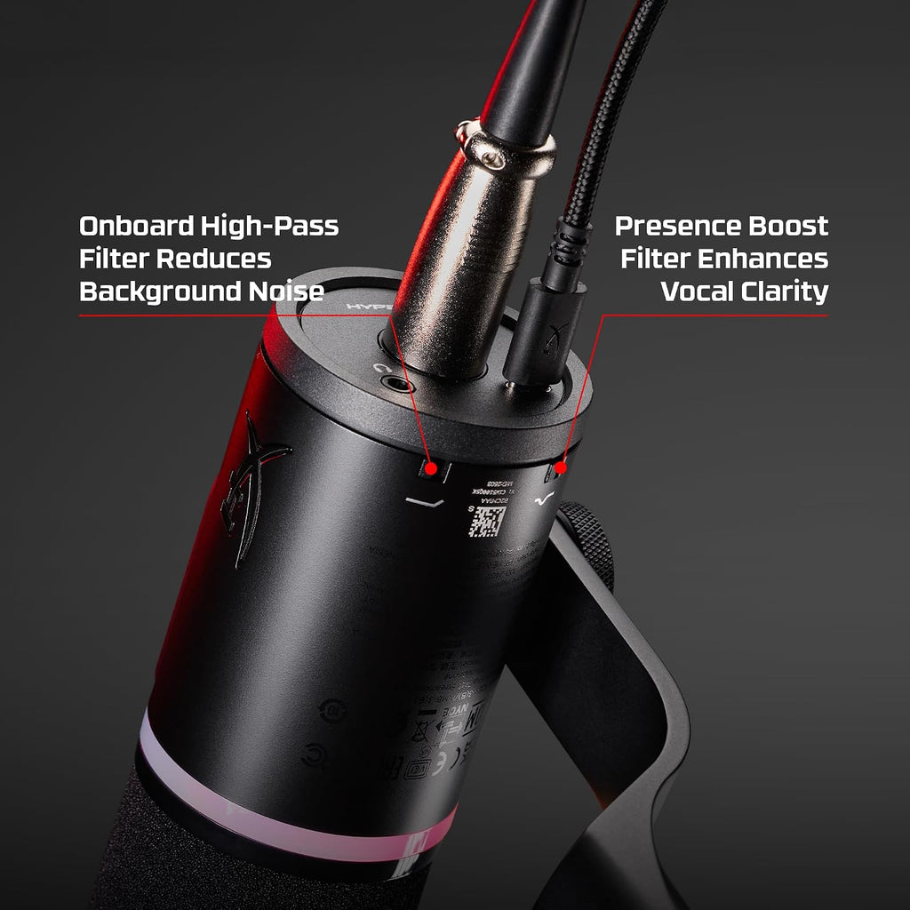 HyperX FlipCast Streaming XLR/USB Dynamic Microphone for PC, MacOS, PlayStation, Nintendo Switch, Broadcast Quality, USB, XLR, Universal Mount, Black