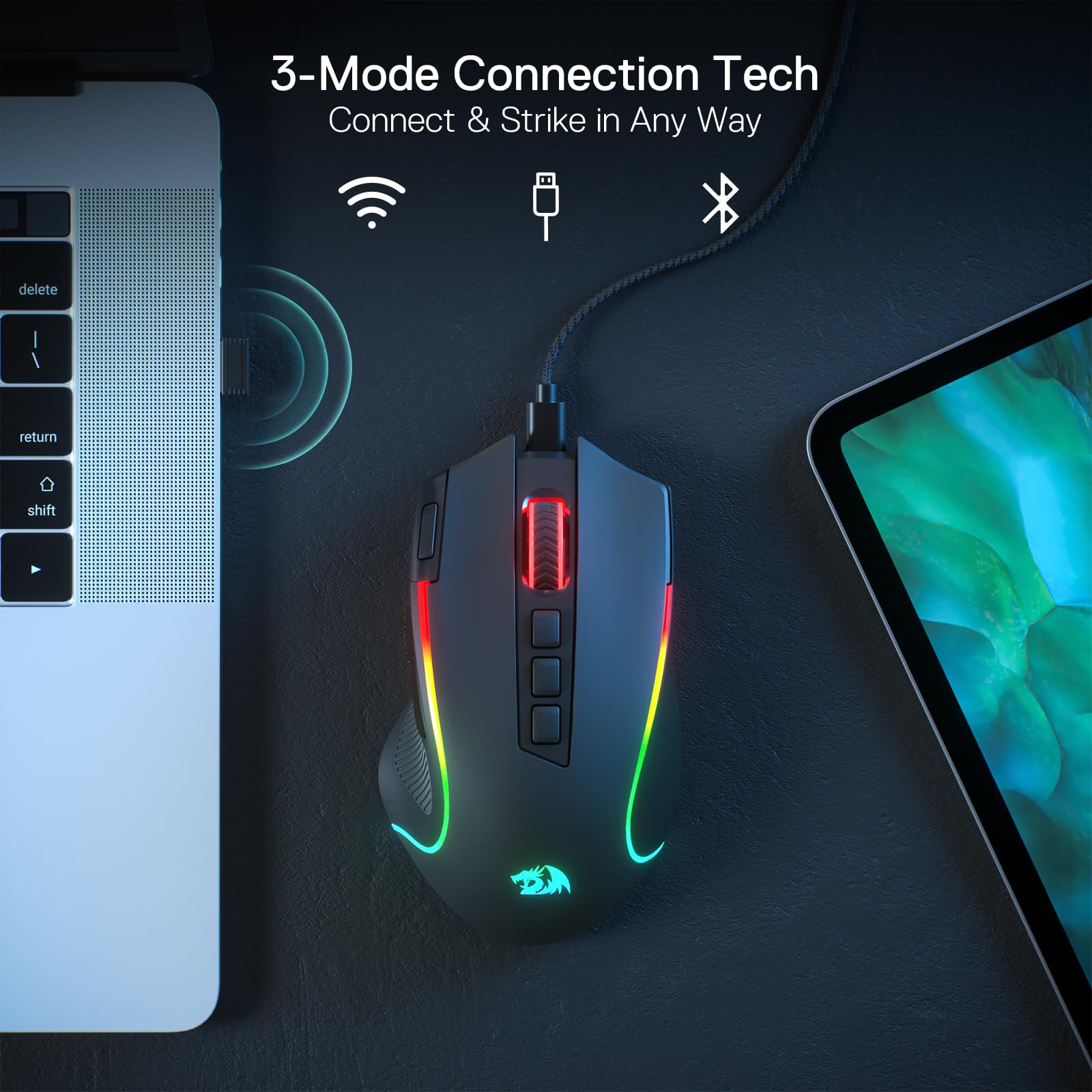 Redragon M612 Predator RGB Gaming Mouse, 8000 DPI Wired Optical Mouse with 11 Programmable Buttons & 5 Backlit Modes, Software Supports DIY Keybinds Rapid Fire Button - Flex Gamingproduct_type