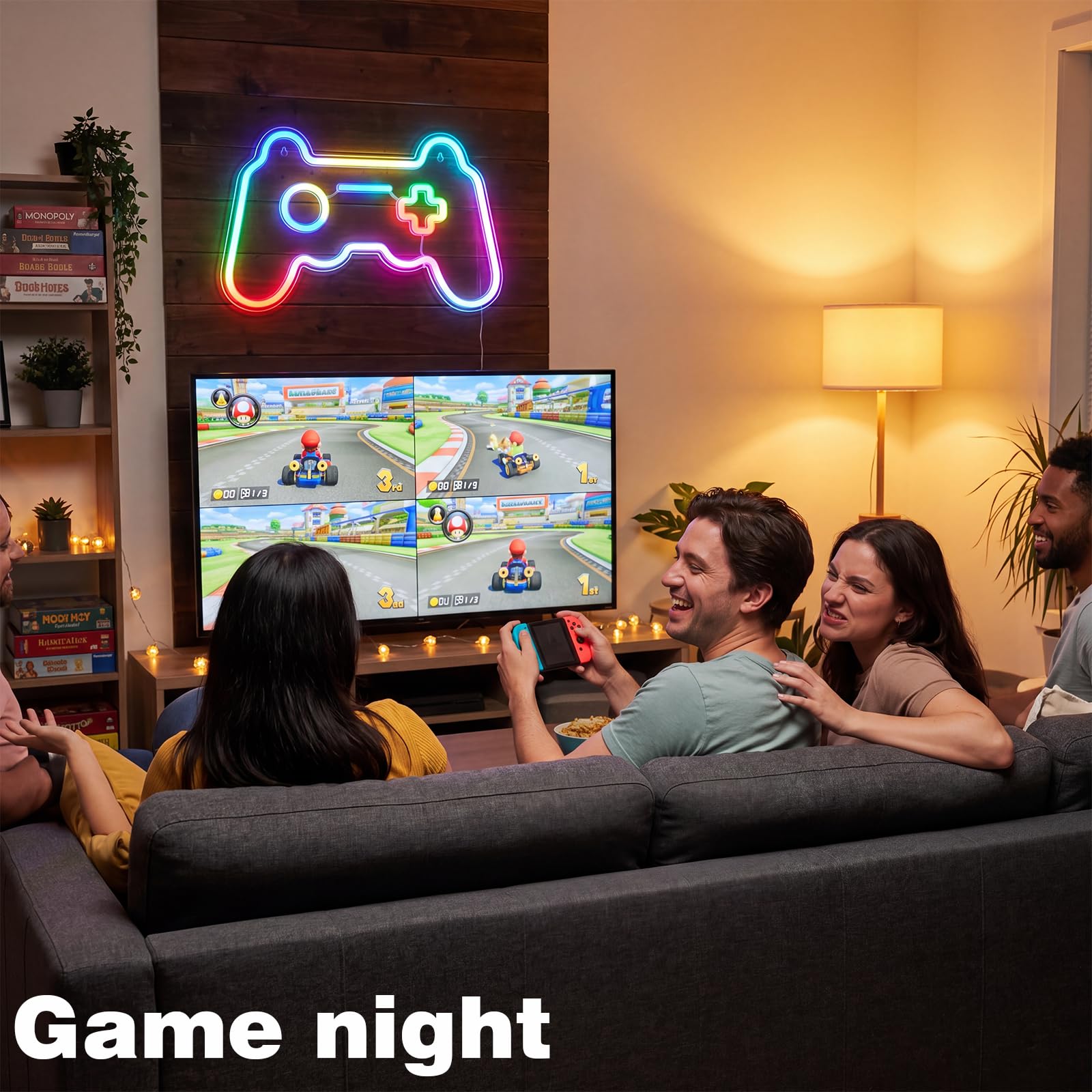 RGB Smiley Neon Sign, USB Powered 20+ Dynamic Modes Color Changing LED Neon Light for Wall Decor, Perfect for Bedroom Gaming Room Party Birthday Celebration Present for Teens Girls - Flex Gamingproduct_type